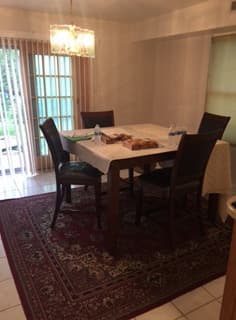 The dining room of a Haven home, with a table set for four